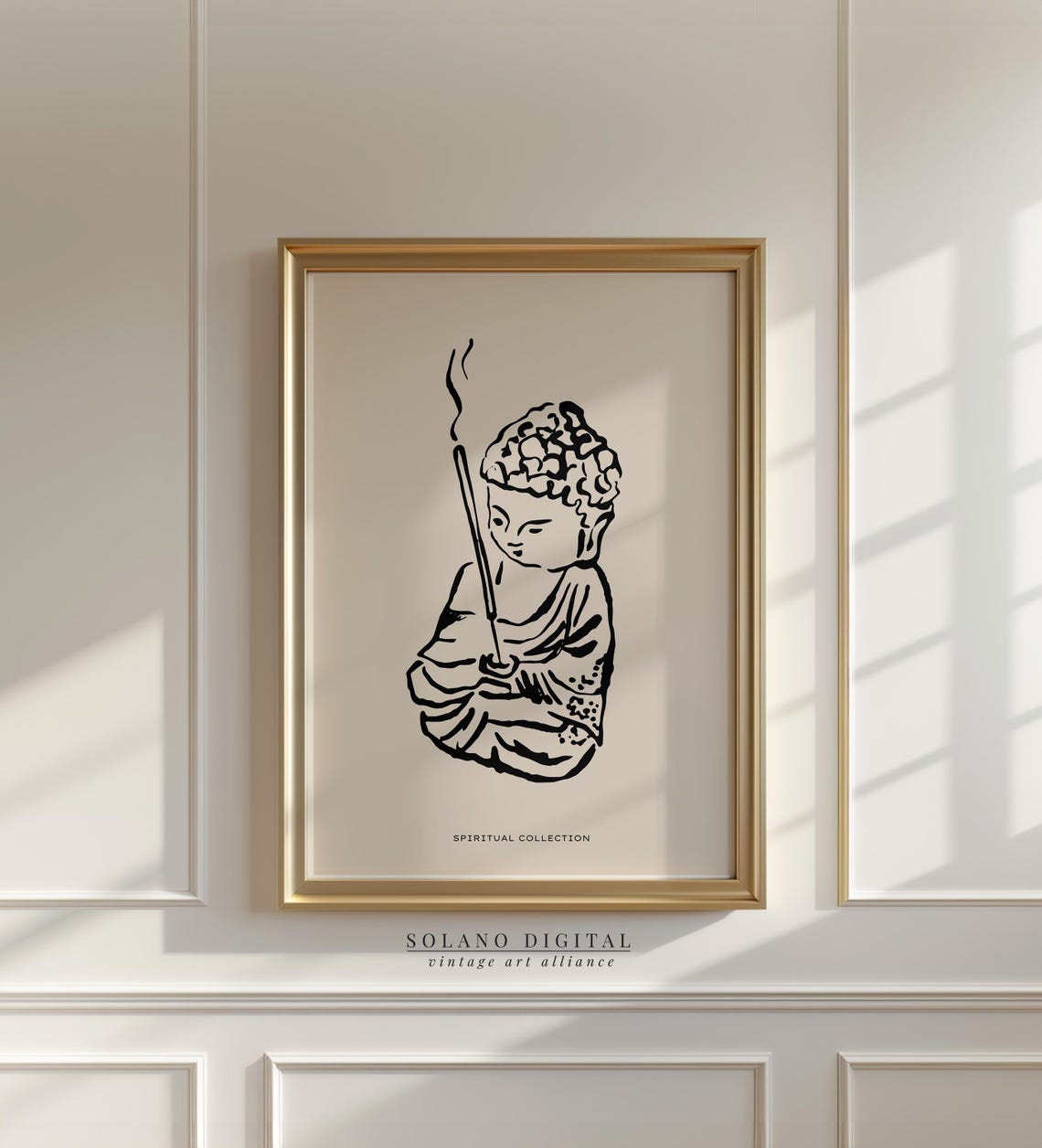 Buddha Incense Wall Art Spiritual Zen Line Drawing Minimalist For Meditation Room Yoga Studio Or Boho Decor
