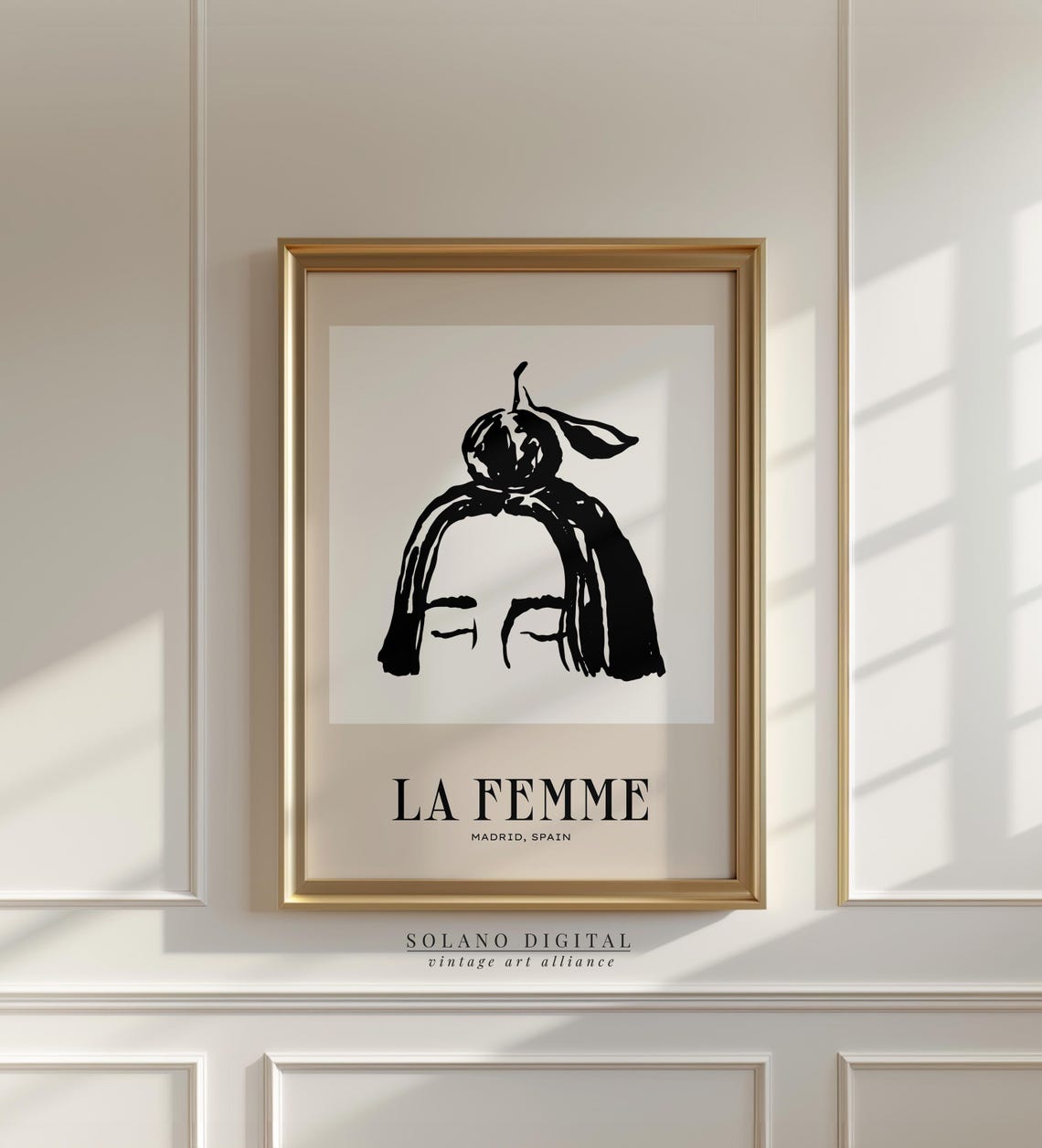 La Femme Madrid Woman Face Line Drawing French Minimalist Poster