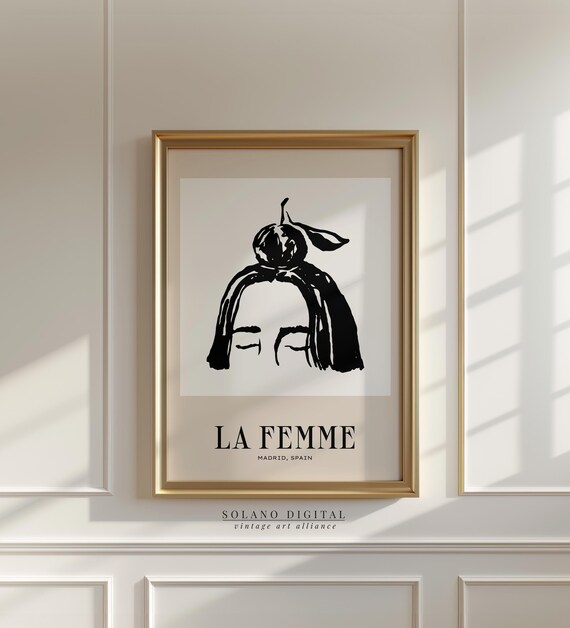 La Femme Madrid Woman Face Line Drawing French Minimalist Poster