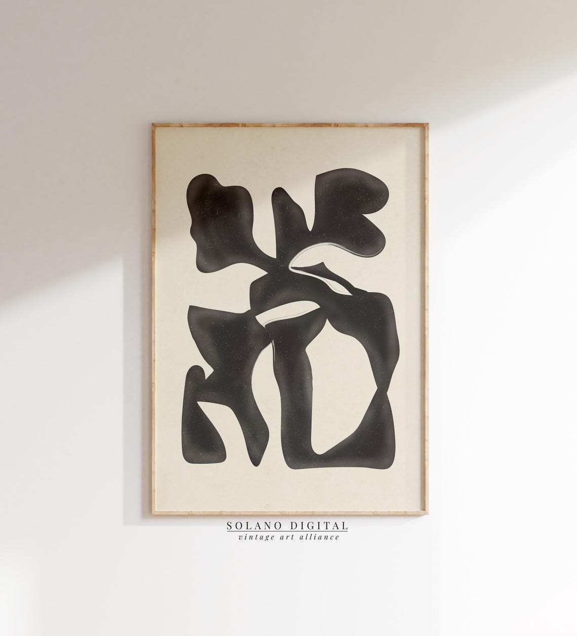 Black Organic Shapes Modern Abstract Beige Boho Style Poster
