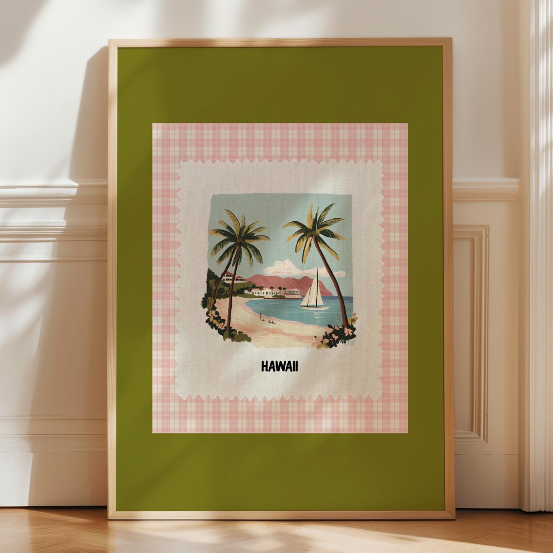 Hawaii Retro Travel Poster, Summer Beach Art Print