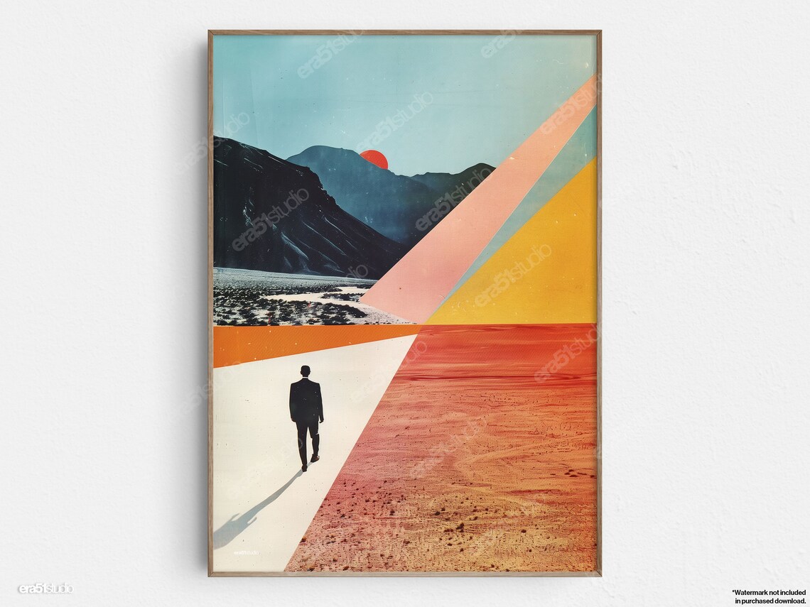 Abstract Mountain Solitude Mid-Century Modern Art Print