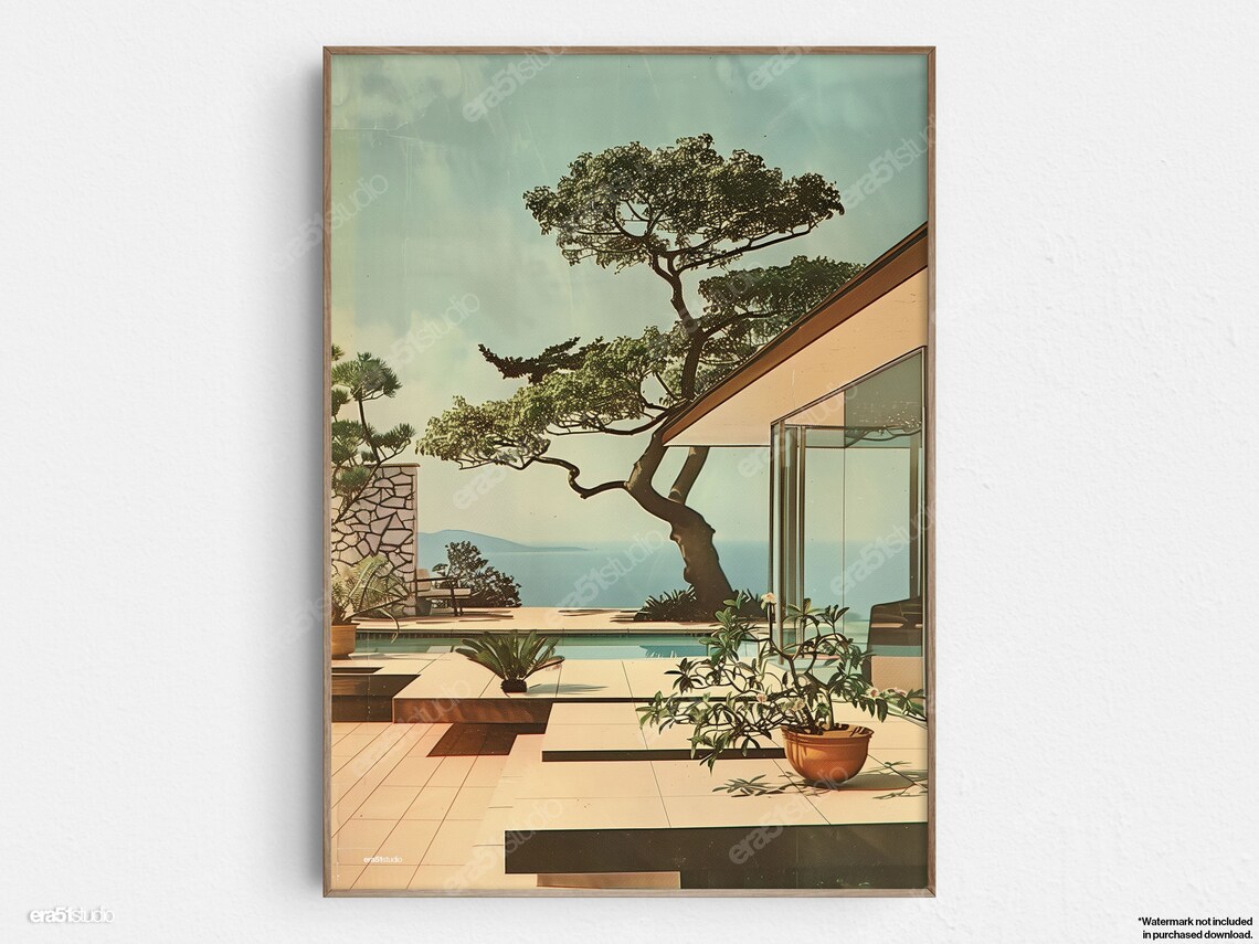 Modern Coastal Retreat Midcentury Minimalist Art Print