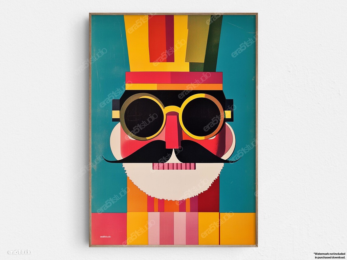 Geometric Nutcracker Mid-Century Modern Art Print
