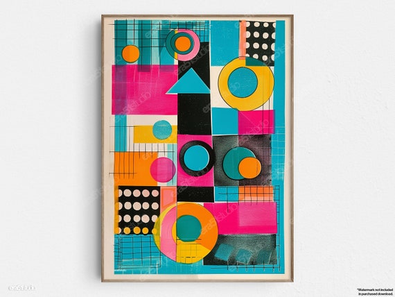 Geometric Abstraction Original Midcentury Modern Minimalist Wall Art