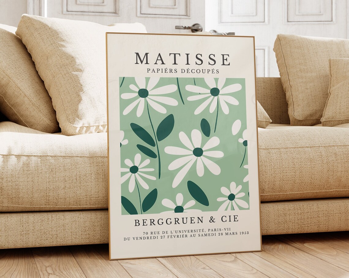 Matisse Papiers Decoupes Green Daisy Flowers Fresh Art Poster