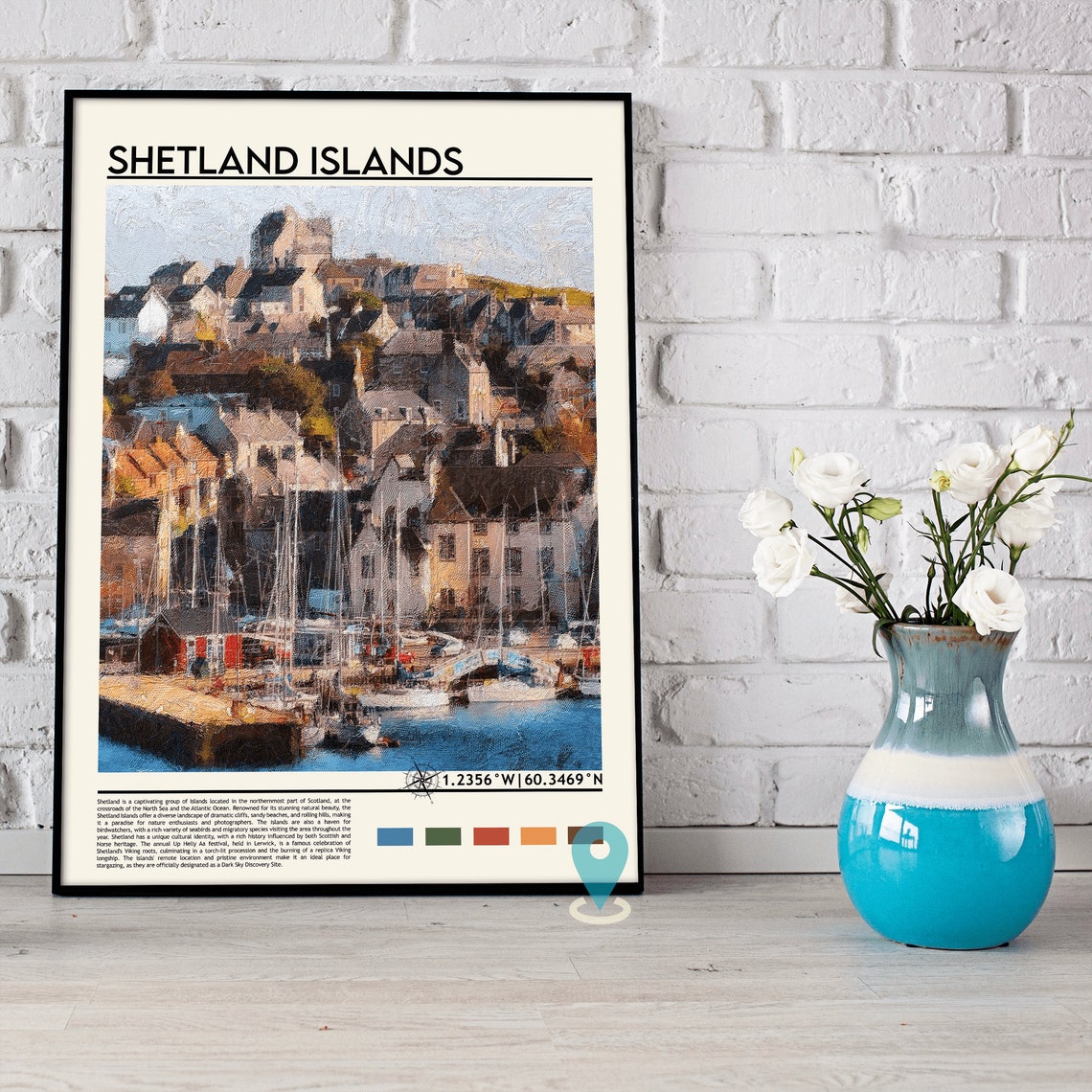 Shetland Islands Scotland Lerwick Harbor Sailboat Art Poster - Image 2