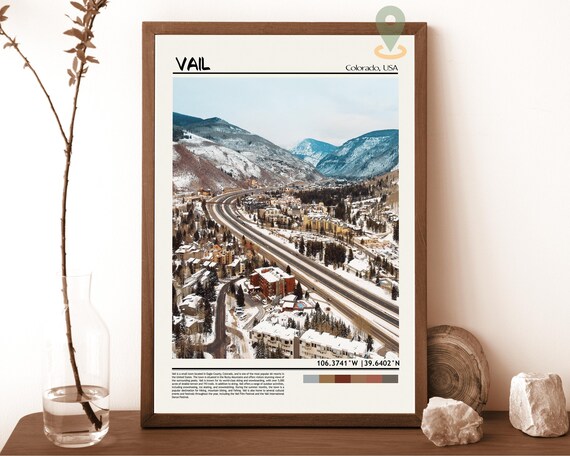Vail Colorado Ski Resort Snowy Winter Valley Aerial View Poster