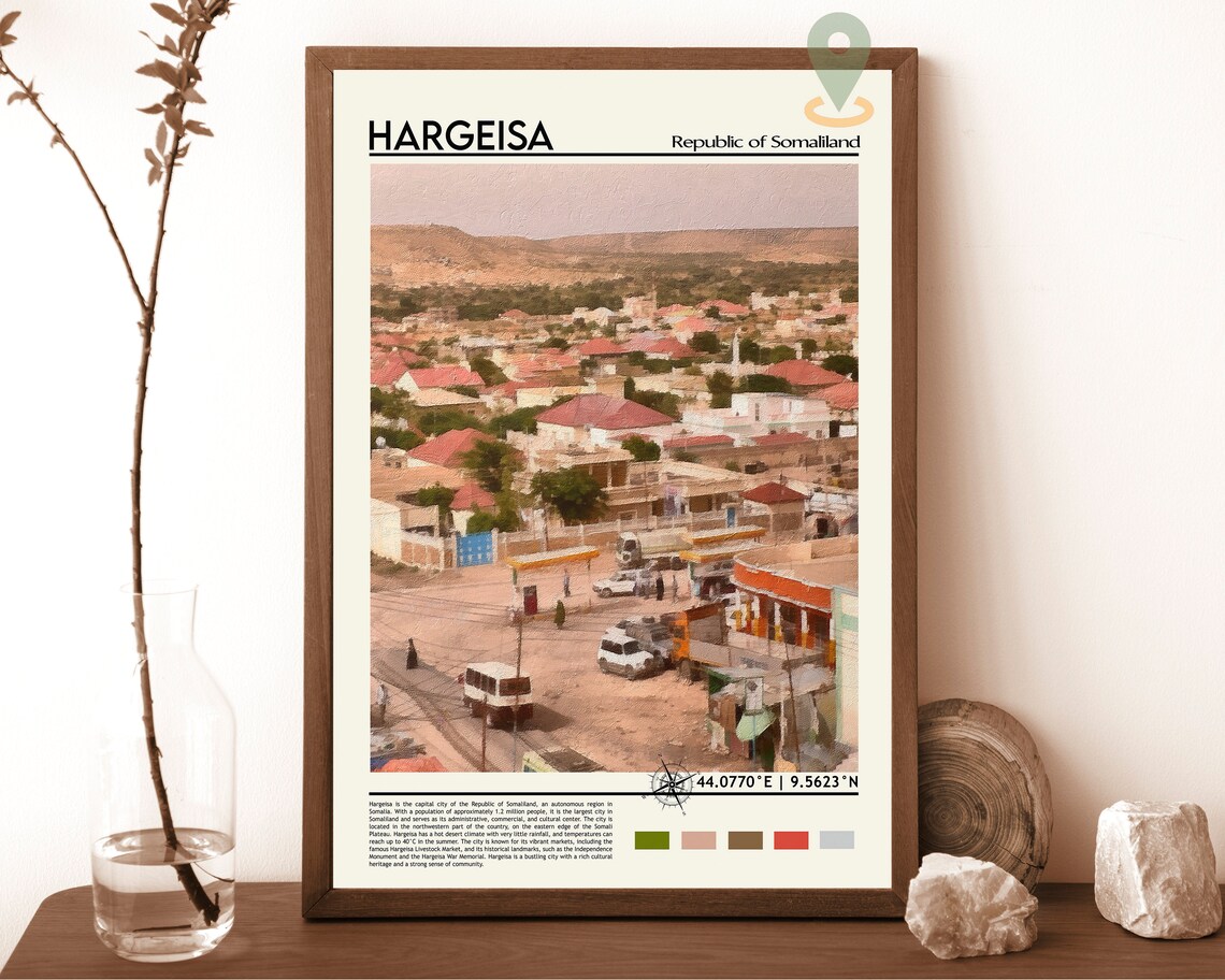 Hargeisa Somaliland Cityscape Desert Town Hills Africa Travel Poster