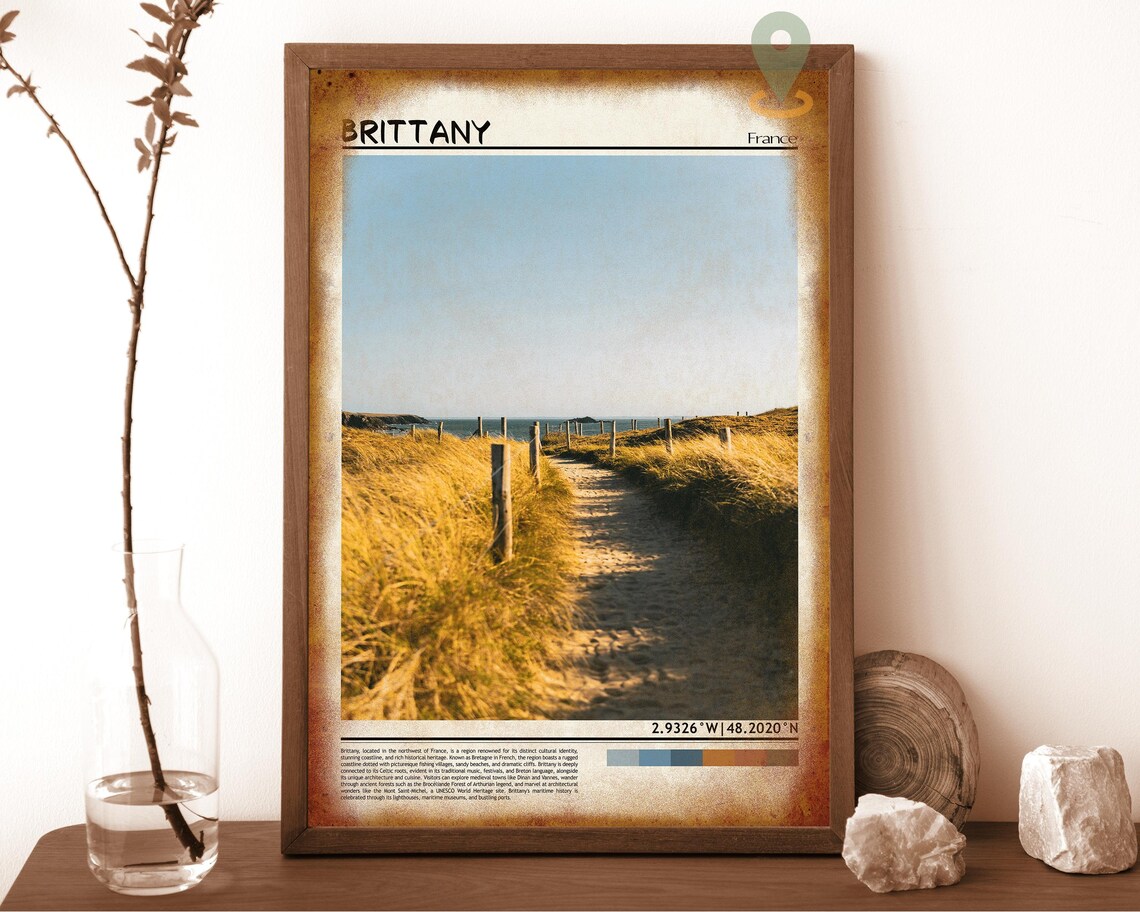 Brittany France Golden Dune Path to the Sea Coastal Photo Poster - Image 6