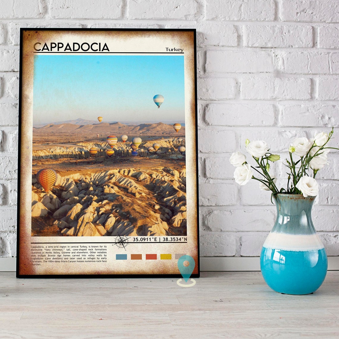 Cappadocia Turkey Hot Air Balloons Rocky Valley Sunrise Poster - Image 5