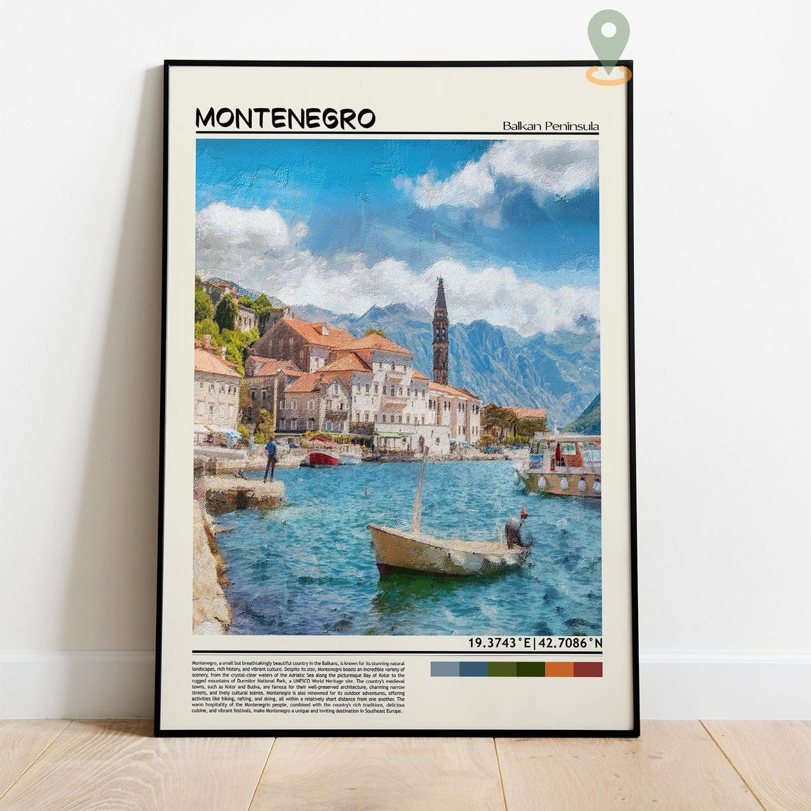 Montenegro Balkan Peninsula Harbor Boats Coastal Travel Poster - Image 2