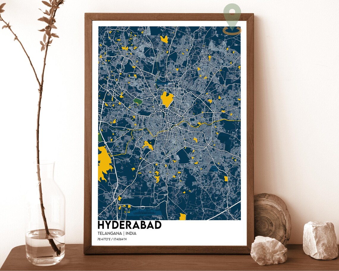 Hyderabad Telangana India Vintage City Map Sepia Antique Poster - Image 6
