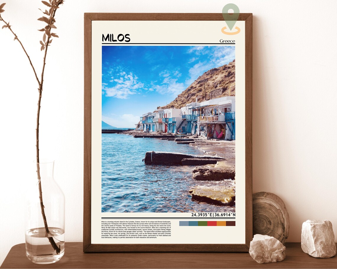 Milos Greece Island Fishing Village Colorful Doors Seaside Poster