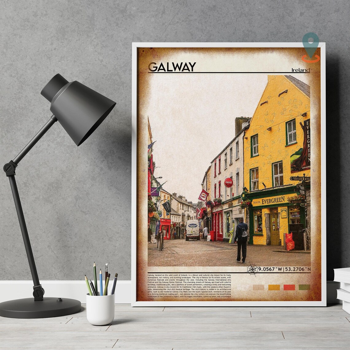 Galway Ireland Colorful Shop Street Old Town Scene Photo Poster - Image 4