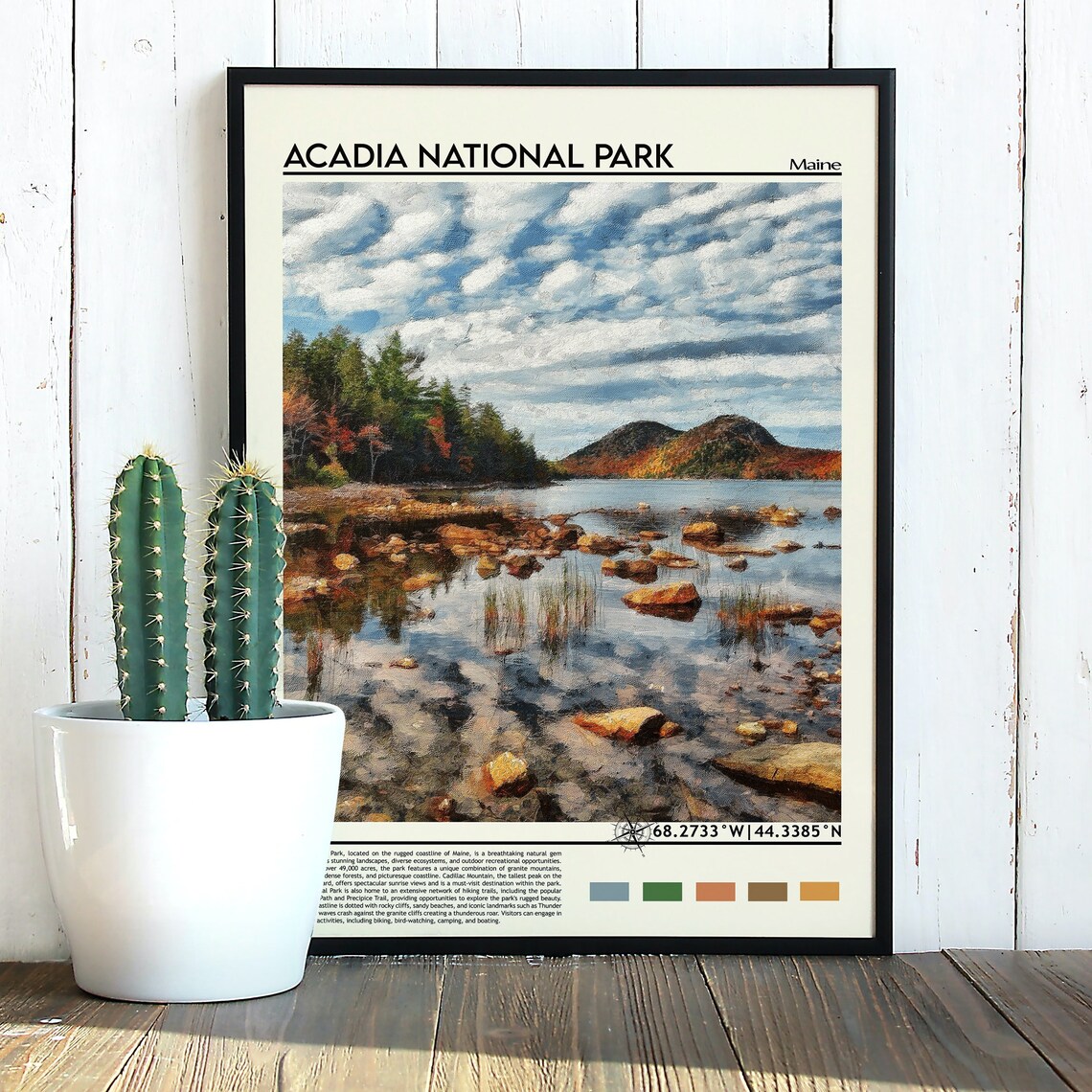 Acadia National Park Maine Scenic Rocky Lake Shore Travel Poster - Image 5