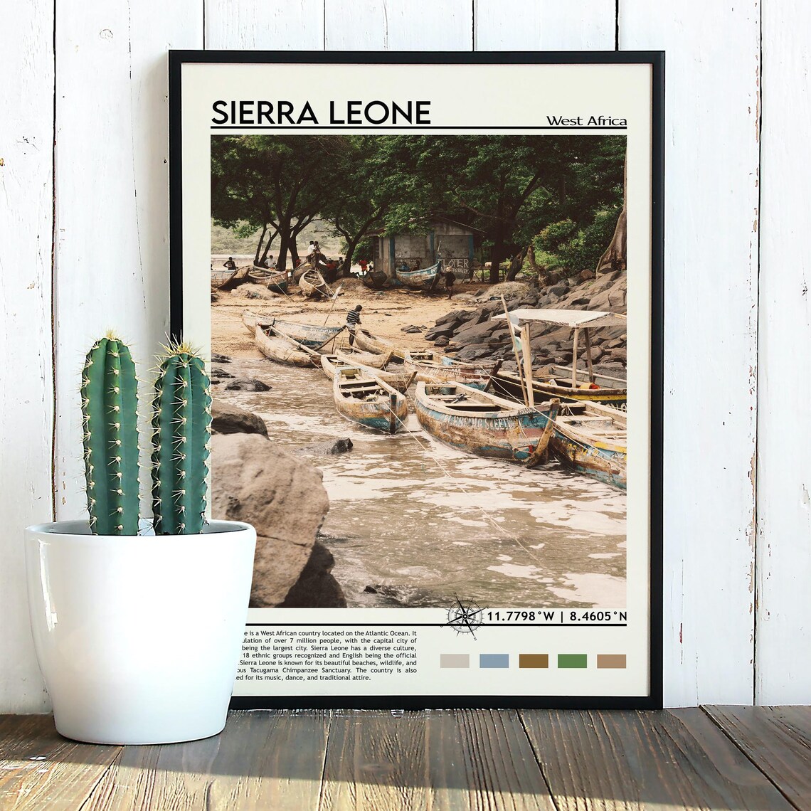 Sierra Leone West Africa Coastal Fishing Boats Travel Poster - Image 2