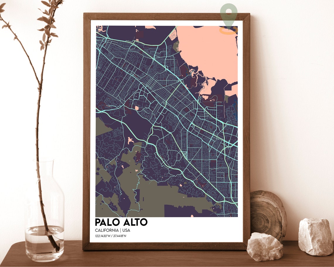 Palo Alto Map Palo Alto Map Print Palo Alto Personalized Map Palo Alto Wall Art Palo Alto Travel Poster Palo Alto City Poster