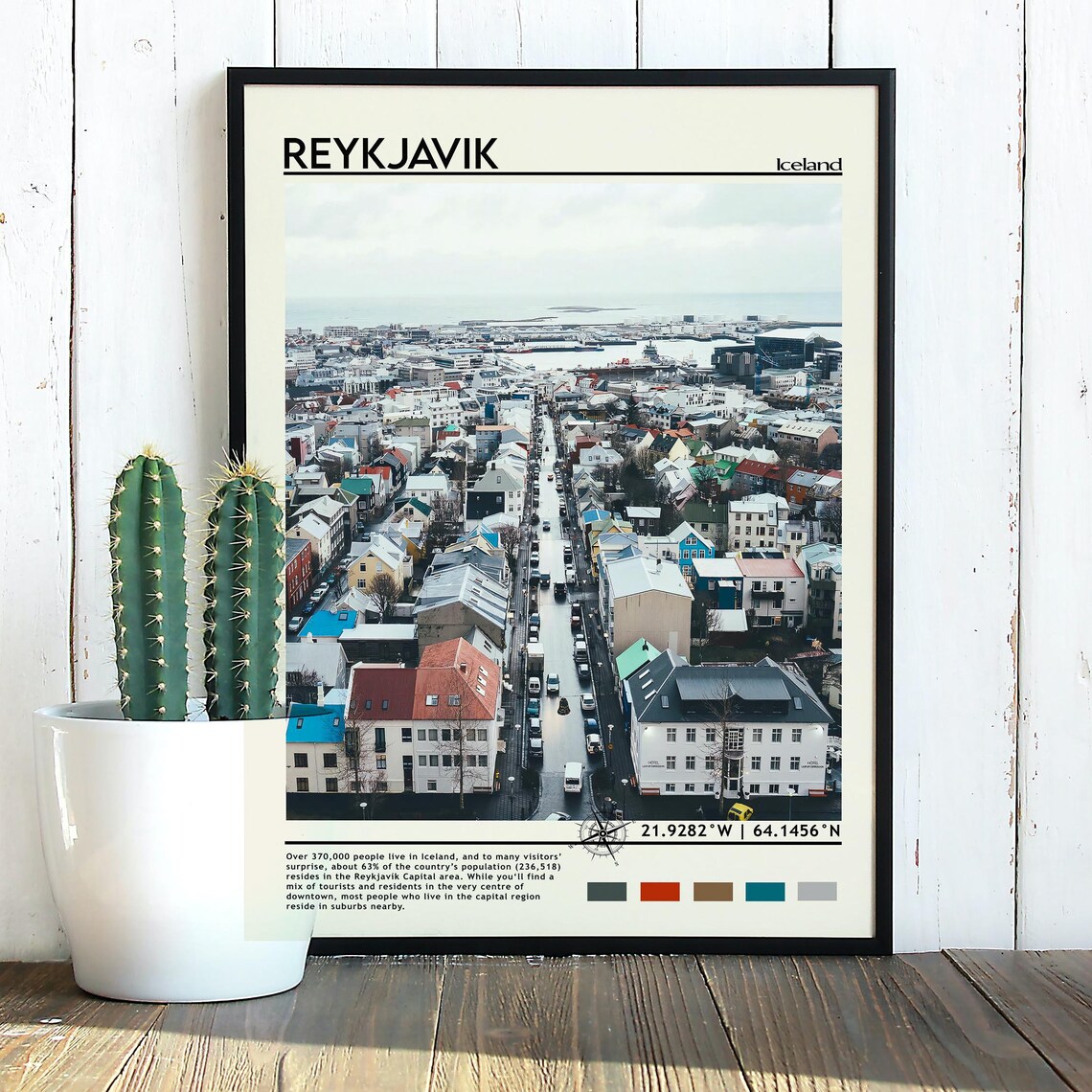 Reykjavik Iceland Colorful Houses Aerial Downtown Photo Poster - Image 3