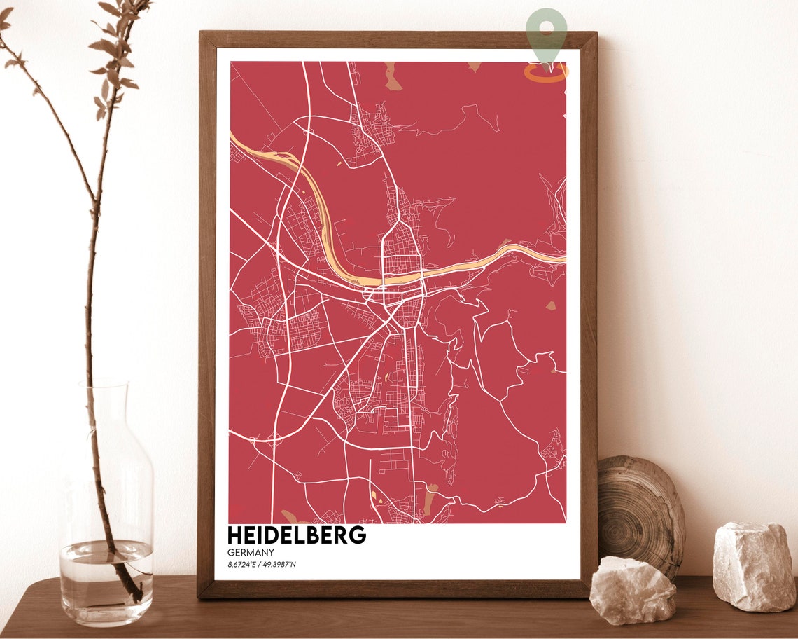 Heidelberg Germany Dark Blue Neckar River Night City Map Poster - Image 5