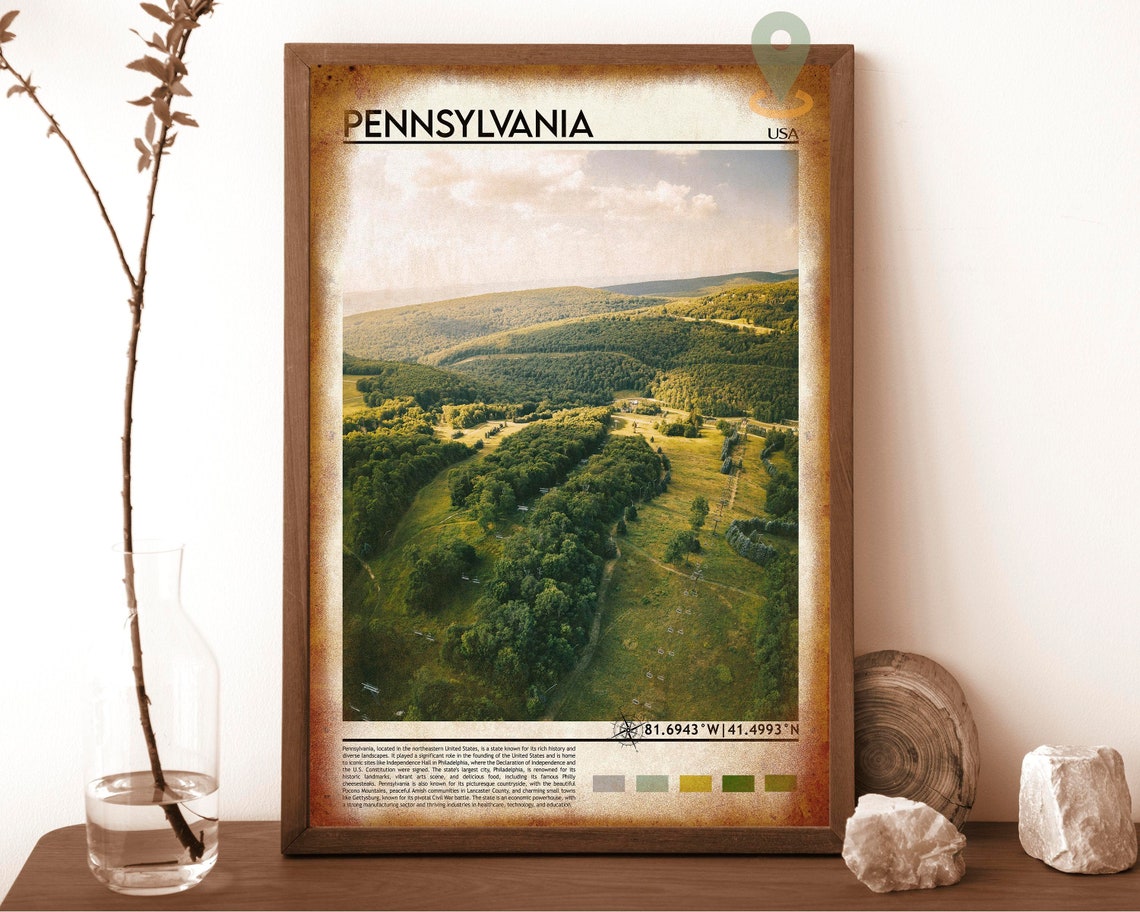 Pennsylvania Rolling Hills Forest Aerial Travel Poster Nature - Image 6