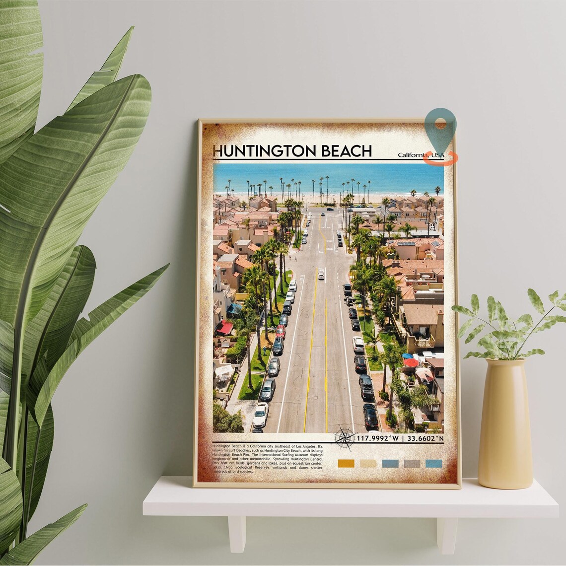 Huntington Beach California USA Surf City Aerial Street Poster - Image 2