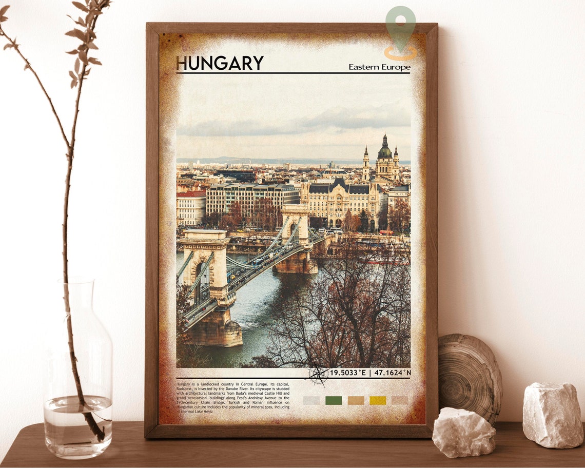 Hungary Budapest Historic Chain Bridge Danube Cityscape Poster - Image 6