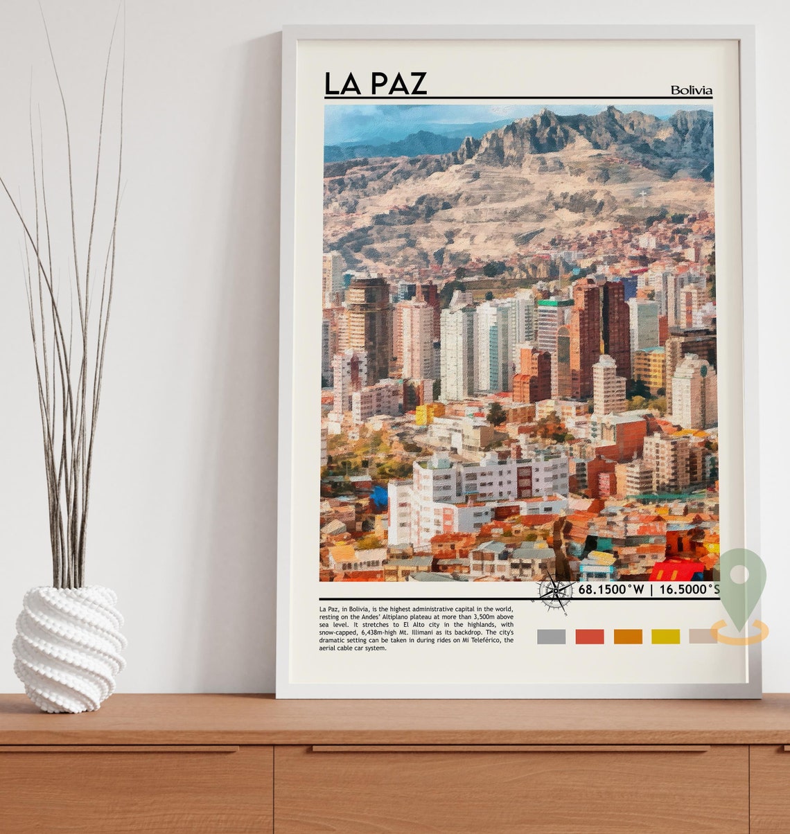 La Paz Print La Paz Photo La Paz Poster La Paz Painting La Paz Art Work La Paz City Bolivia Poster La Paz Gift La Paz Art Print - Image 3