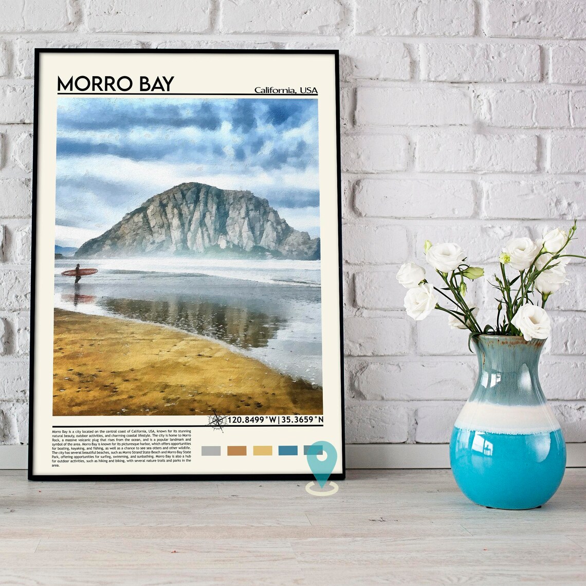 Morro Bay California Morro Rock Surf Beach Vintage Travel Poster - Image 5