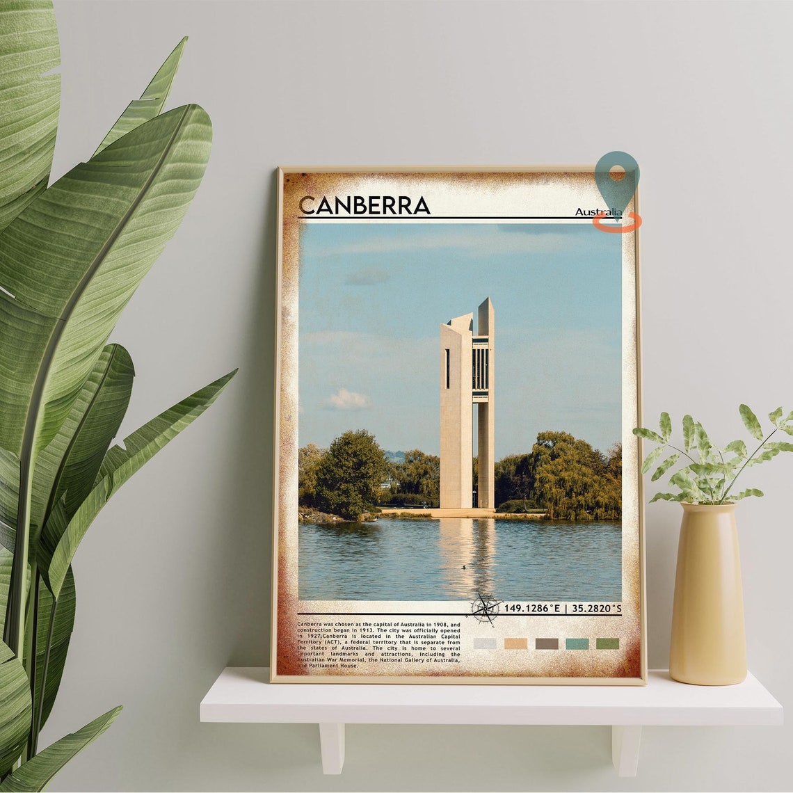 Canberra Australia Carillon Bell Tower Lake Sunset Photo Poster - Image 2