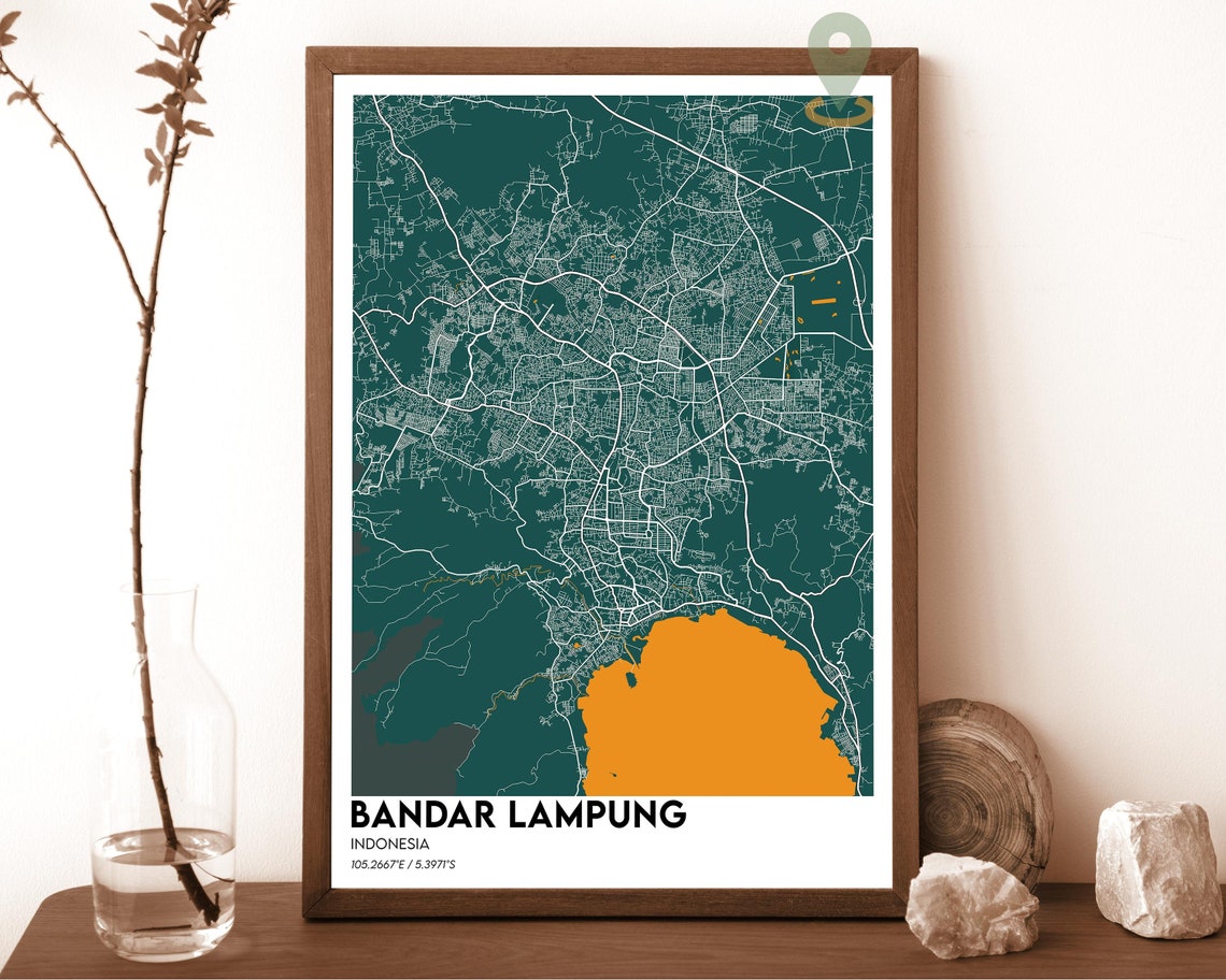 Bandar Lampung Indonesia Bold Navy City Map Street Modern Art Poster - Image 5