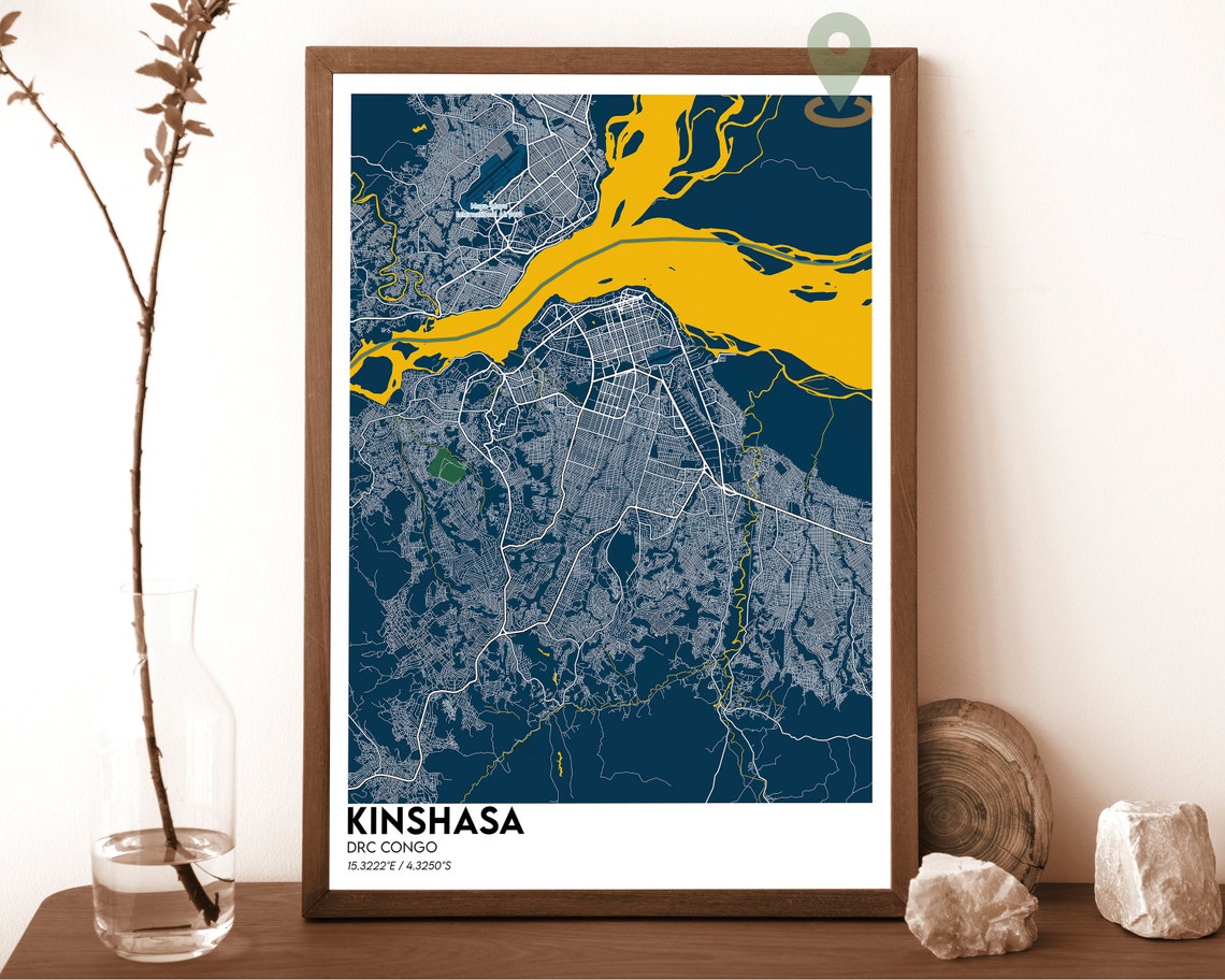 Kinshasa DRC Congo City Street Map Art Geography Travel Poster - Image 6