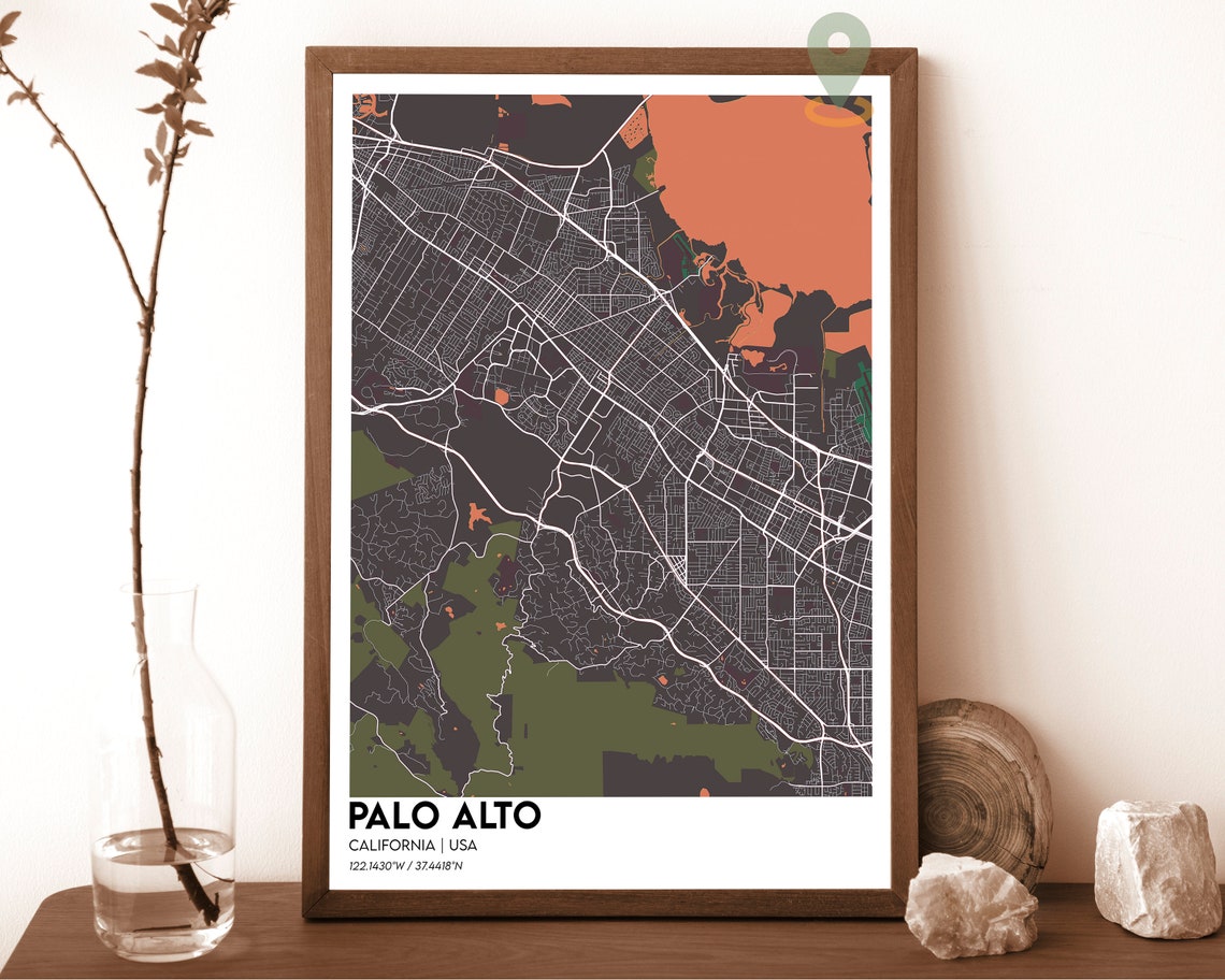 Palo Alto Map Palo Alto Map Print Palo Alto Personalized Map Palo Alto Wall Art Palo Alto Travel Poster Palo Alto City Poster - Image 4