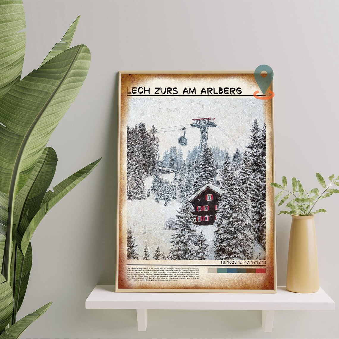 Lech Zurs am Arlberg Snowy Alpine Chalet Gondola Resort Poster - Image 5