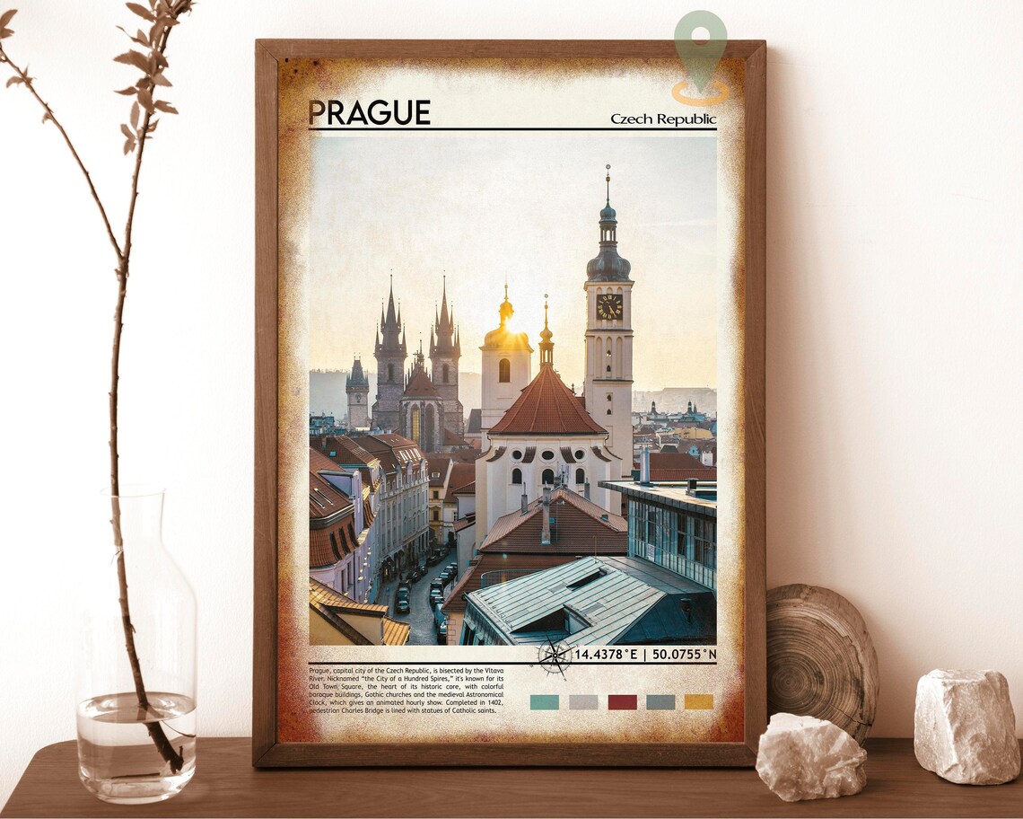 Prague Czech Republic Old Town Spires Rooftops Sunrise Poster - Image 6