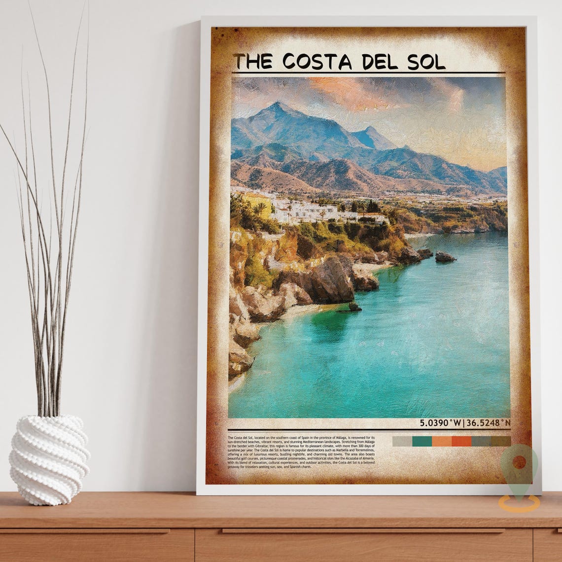 The Costa Del Sol Spain Turquoise Cliffs Coast Travel Poster - Image 3