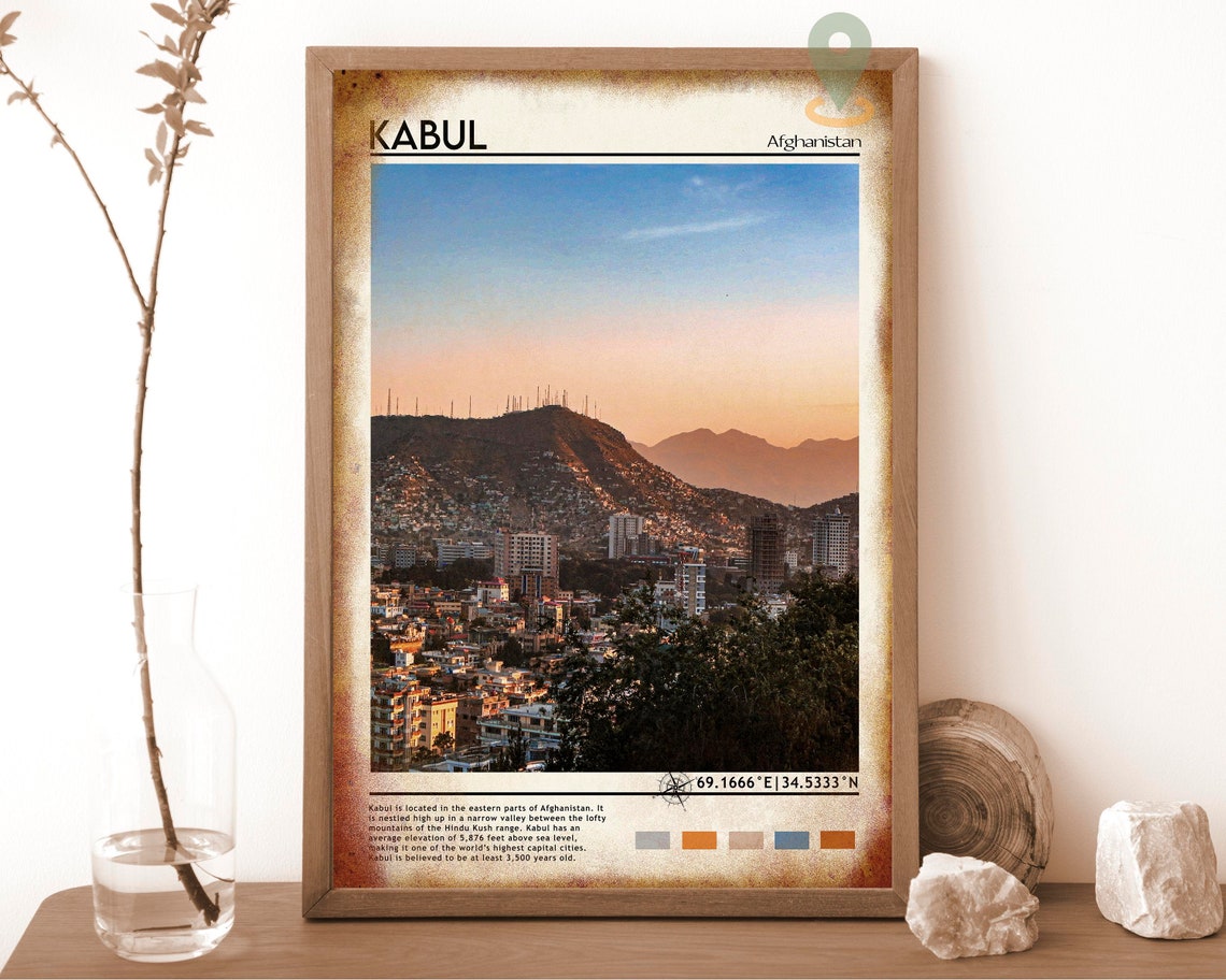Kabul Afghanistan Sunset Cityscape Mountains Urban Travel Print - Image 6