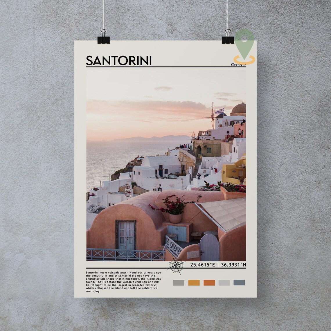 Santorini Greece Sunset White Houses Aegean Sea Travel Poster - Image 5