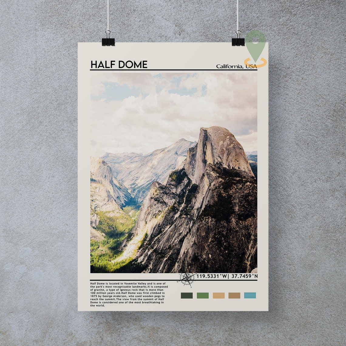 Half Dome Yosemite California Granite Summit Valley Landscape Poster - Image 3