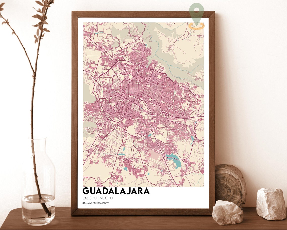 Guadalajara Jalisco Mexico Navy Green City Map Home Decor Poster - Image 6