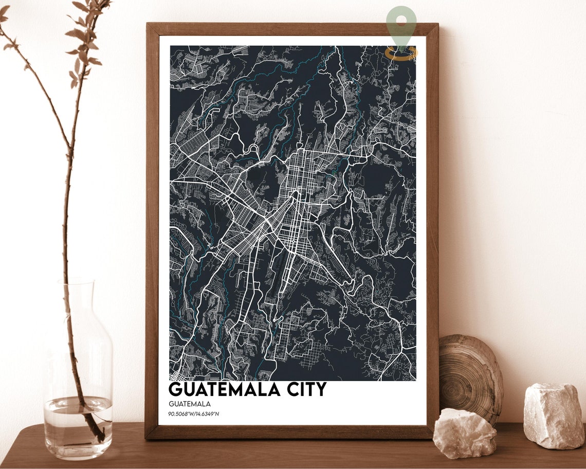 Guatemala City Blue Street Map Navy Grid Minimalist Wall Art - Image 5