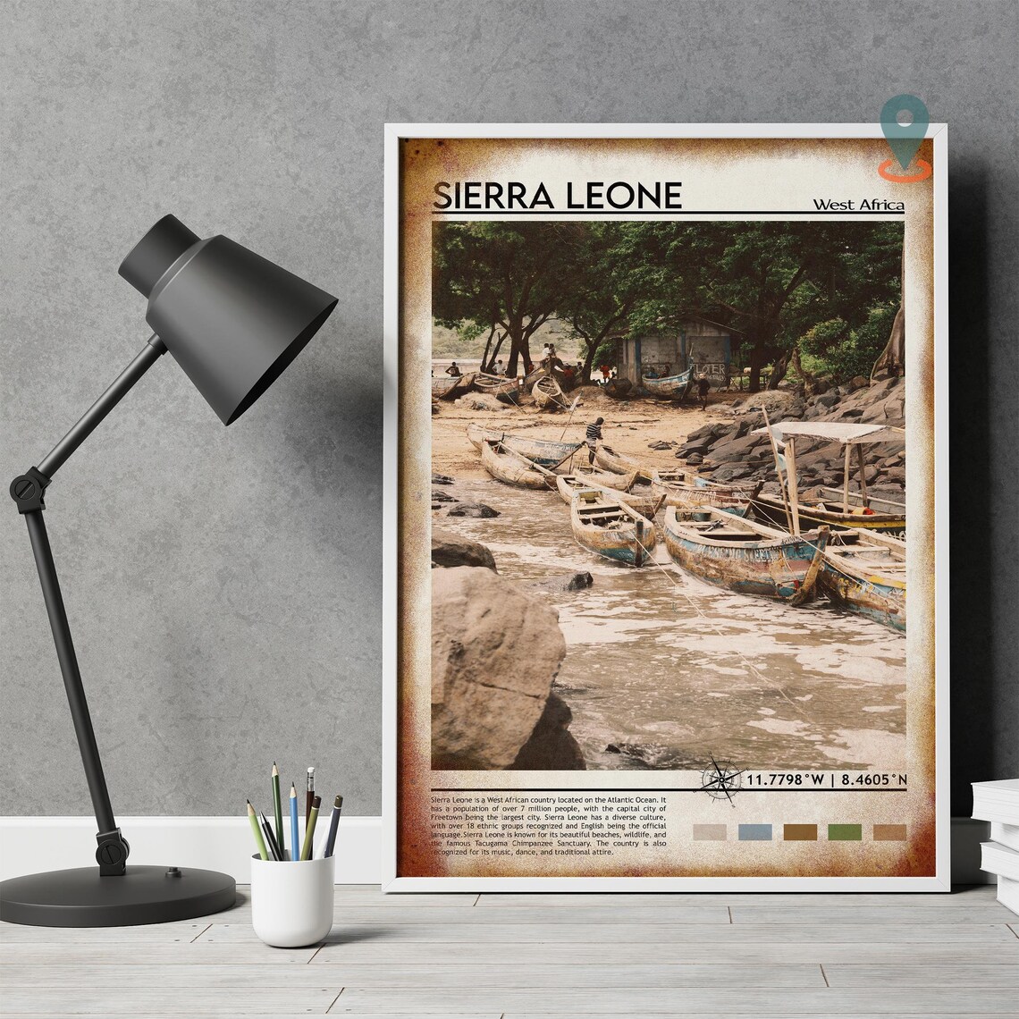 Sierra Leone West Africa Coastal Fishing Boats Travel Poster - Image 4
