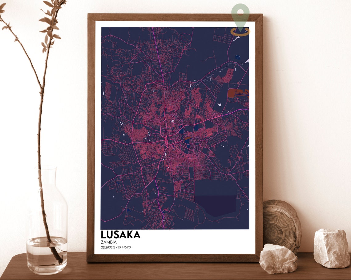 Lusaka Map Lusaka Map Print Lusaka City Map Lusaka Wall Art Lusaka Travel Poster Lusaka Poster Lusaka Photo Lusaka Zambia Poster