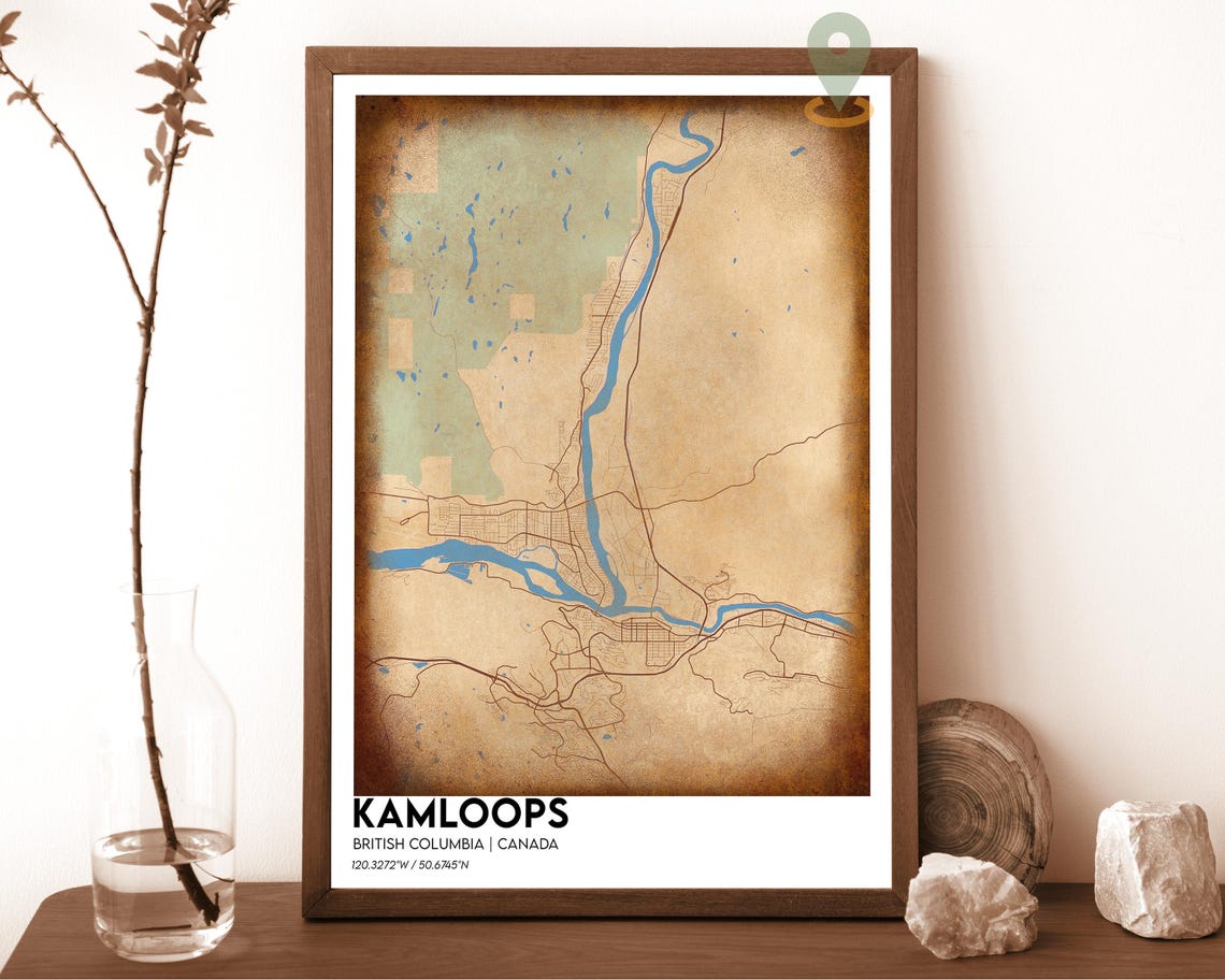 Kamloops British Columbia Navy Gold Minimalist City Map Poster - Image 5