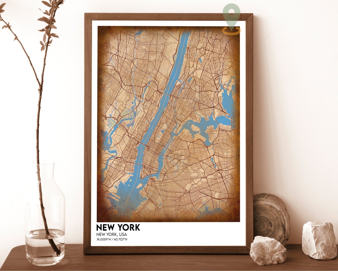 New York City Street Map Midnight Blue Modern Minimalist Poster - Image 3