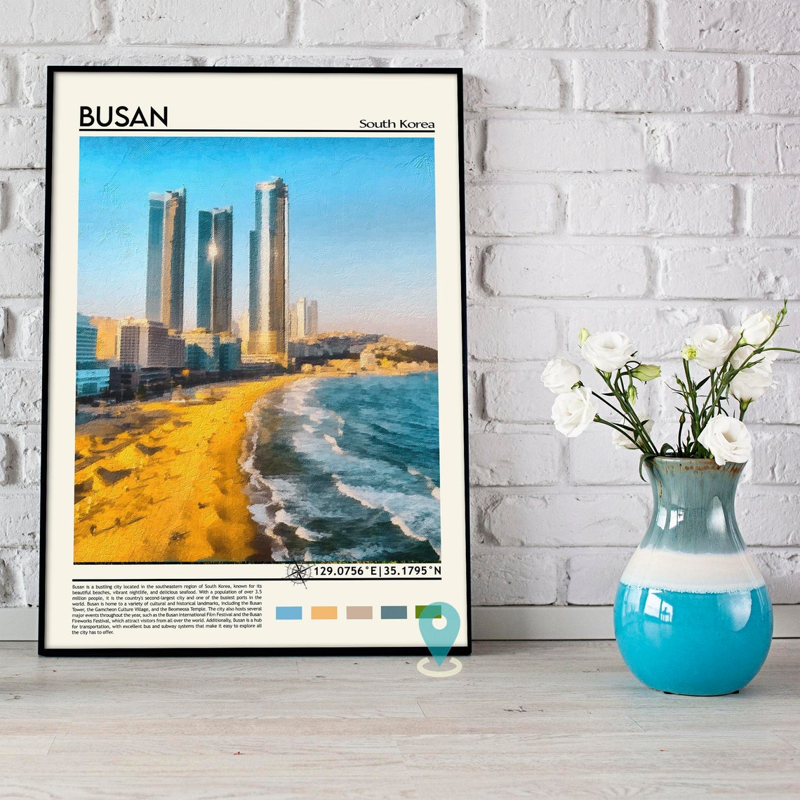 Busan South Korea Haeundae Beach Towers at Sunset Coast Poster - Image 3