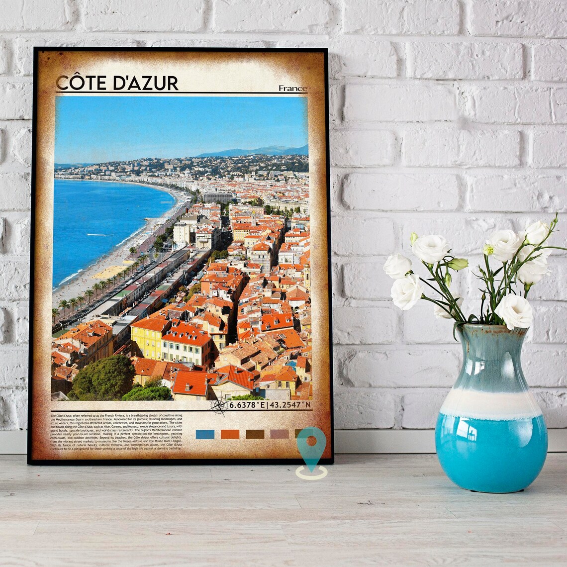 Côte d'Azur France Riviera Promenade Red Roofs Aerial Photo Poster - Image 4