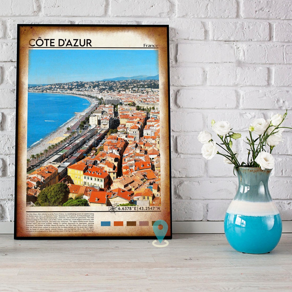 Cote Dazur Print Cote Dazur Poster Cote Dazur Wall Art Cote Dazur Travel Print Cote Dazur Art Print French Riviera Travel Poster - Image 4