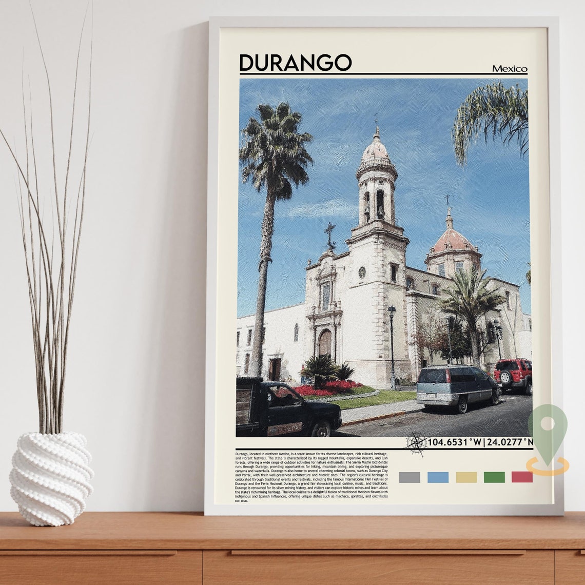Durango Mexico Historic Colonial Cathedral Palms Street Poster - Image 5