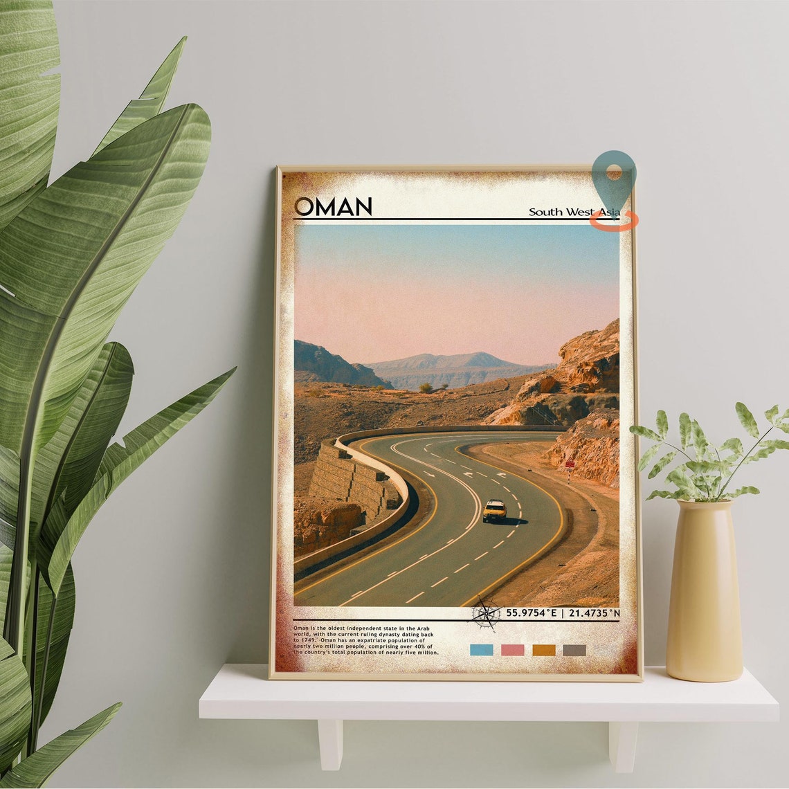 Oman Desert Mountain Road Adventure Southwest Asia Travel Poster - Image 2